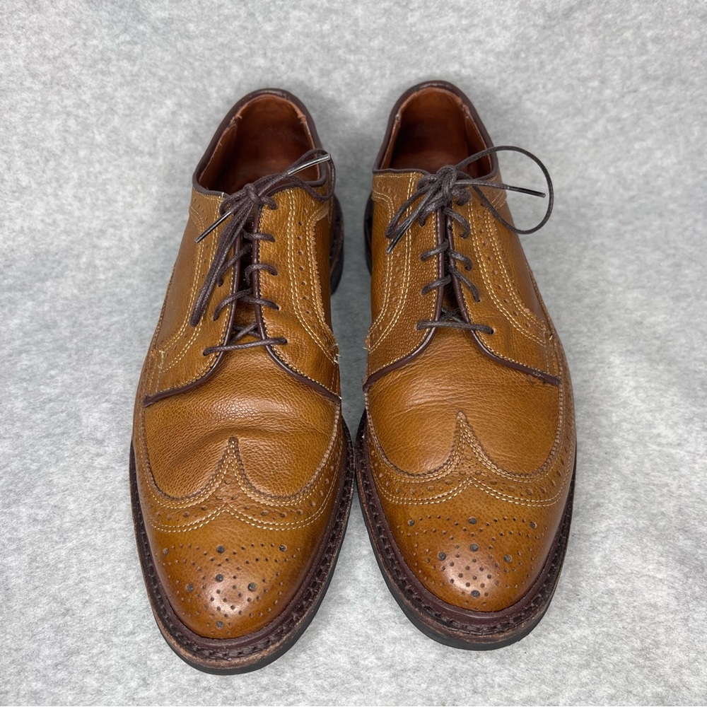 Allen Edmonds MacNeil Wingtip Oxfords Brown Pebbled Leather Size 8.5 E Luxury